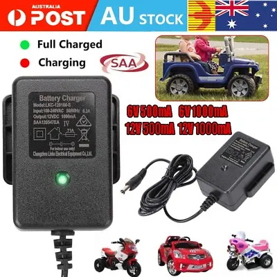 6V/12V Kids Car Battery Charger Electric Toys Motorcycle Scooter Power Adapter • $16.14