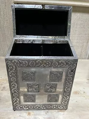 $50 • Buy Vintage Embossed Metal Cofre De Oduduwa Metal Chest Or Liquor Bottle Box
