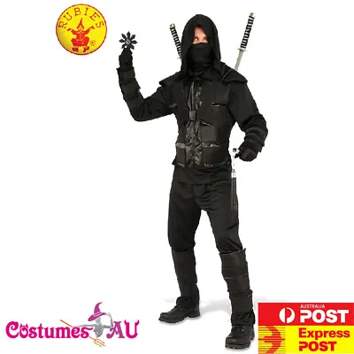 Mens Dark NINJA COSTUME Adults Black KARATE Japanese Warrior HALLOWEEN Outfits • $56.99