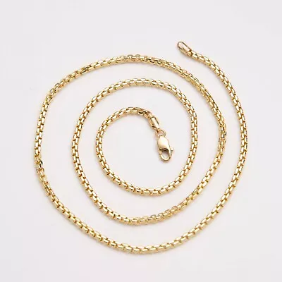 Round Box Link Chain Necklace Real 14K Yellow Gold All Sizes • $547.24