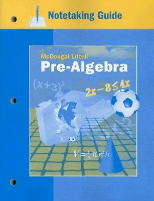 MCDOUGAL LITTELL PRE-ALGEBRA: NOTETAKING GUIDE By Ron Larson Excellent Condition • $17.75