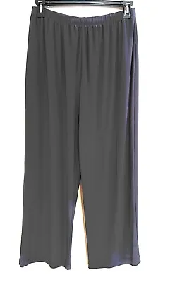 Vikki Vi Silky Jersey Pants Elastic Waist Pull On Straight Leg 1X Gray • $35.99