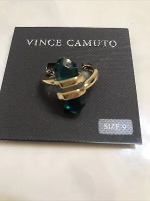 Vince Camuto Gold Tone Split Ring With Green Crystal Accent Size 9 NWT • $20