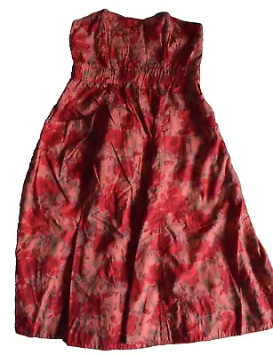 H&M Pink Floral Strapless Summer Dress Knee Mid Length UK Size 8 Sleeveless • $6.25