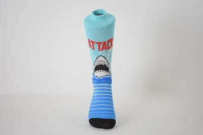 Men's Fun Crew Socks Shark Attack Shoe Size 6-12.5 • $9.99