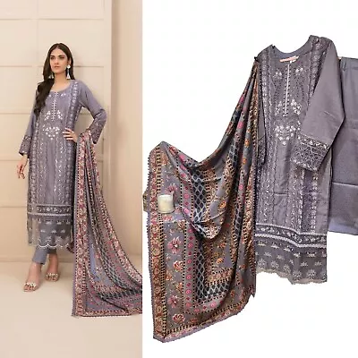 Tawakkal Fabrics 3 Piece Stitched Fancy Embroidered Viscose Slub Suit • £38