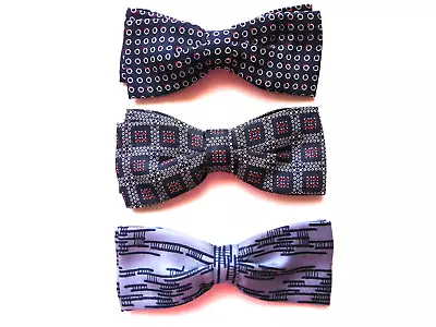 Lot Of 3 Vintage Bow Tie Blue Multi-Color Clip-on Costume Rockabilly England • $17.39