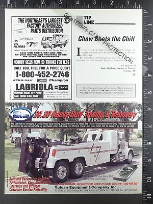 1996 ADVERTISEMENT For Vulcan V 30.30 Tow Truck Wrecker Recovery • $13.50