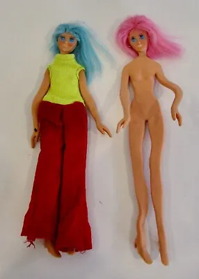 Vintage Fashion Flatsy Ideal Doll 8  Lot Of 2 Bendable TLC Cut Pink Blue Hair • $19.99