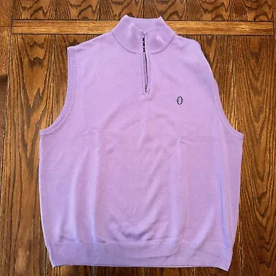 Polo Golf Ralph Lauren Merino Wool Purple Sweater Vest Mens XL 1/4 Zip Oakmont • $31.95