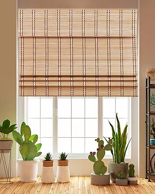 24  W X 64  H Cordless Bamboo Roller Blinds Sun ShadeRetro Light Filtering R... • $64.06