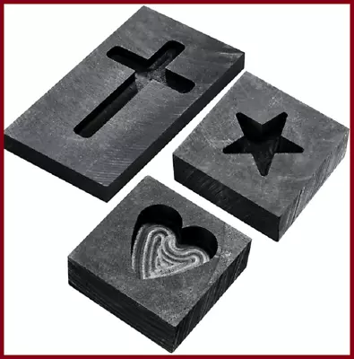 3 Pieces Heart Star Cross Graphite Casting Ingot Mold Metal Refining Scrap Moul • $25