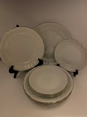 Mikasa Wedding Band Platinum Dinnerware Lot Of 9 • $89.99