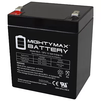 Mighty Max 12V 5Ah F2 SLA Replacement Battery For Pc1250 Ub1250 Ca1240 • $17.99