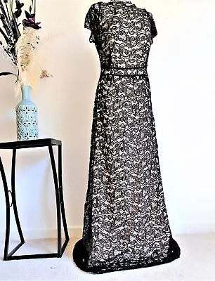 Gothic BRIDE Wedding Dress Black Lace Maxi Pagan Ritual Ceremony PROM Witch 8 • £49