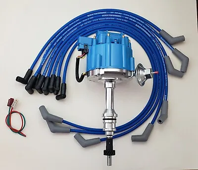 FORD SMALL BLOCK 260 289 302 BLUE HEI DISTRIBUTOR + 8.5mm SPARK PLUG WIRES USA • $122.95