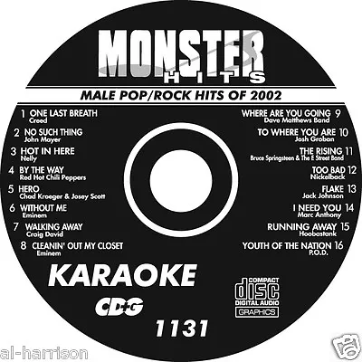   Karaoke Monster Hits Cd+g Male Pop/rock Hits Of 2002  #1131 • $9.50