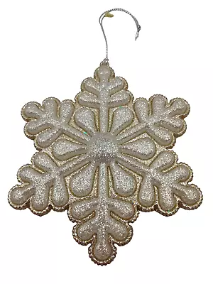 Vintage Sparkly Glitter Snowflake Plastic Christmas Holiday Ornament 4.5  Taiwan • $7.23