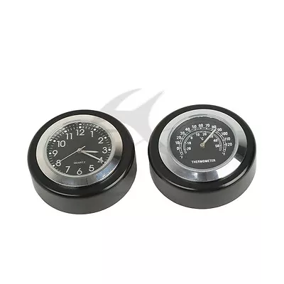 Motor Bike Windshield Screen Black Dial Temp Thermometer Clock Fit For Harley • $22