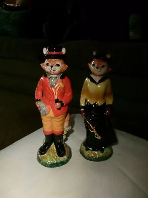 Vintage  Winterthur Museum  Fox-shaped Salt And Pepper Shakers-dressed For Hunt • $12.99