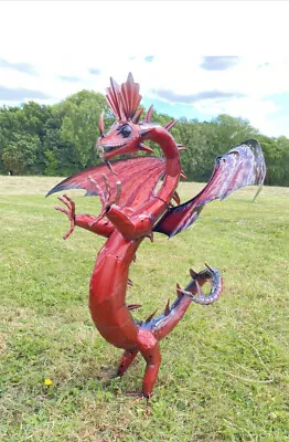 LUCIFER THE DRAGON Metal Garden Dragons Ornament Fantasy Sculpture Outdoors  • £64.99