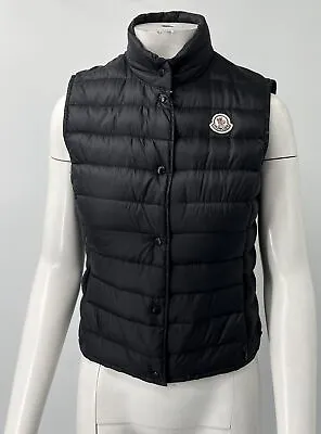 Moncler 'Liane Gilet' Women's Black Down Puffer Quilted Vest Sz 0 • $255