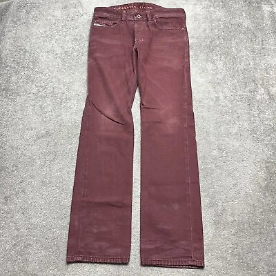 Diesel Jeans Men's 29 Safado Regular Fit Burgundy Button Fly Straight Leg Italy • $39.95