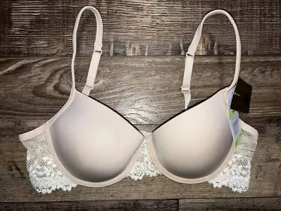 Wacoal Women's Beige Nylon Stretch Embrace Lace Petite Underwire Push Up Bra 34B • $35