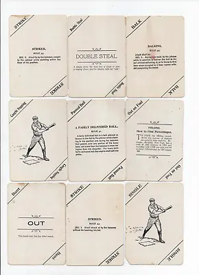 $14.99 • Buy 1904 Fan Craze Baseball Game Playing Cards (lot Of 9) Original. Vintage Poor