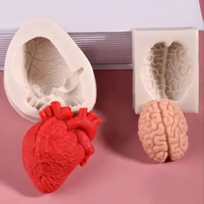 Cake Decorating Chocolate Mould Turn Sugar Halloween Brain Heart Silicone Mold • $13.20