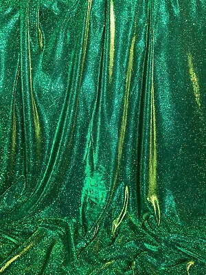 £7.99 • Buy 1 MTR Emerald Green Sparkly Glitter Stretch Moonlight Fabric 58” Dress Backdrop