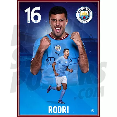 Manchester City FC Rodri 22/23 Poster OFFICIALLY LICENSED PRODUCT A4 A3 • £6