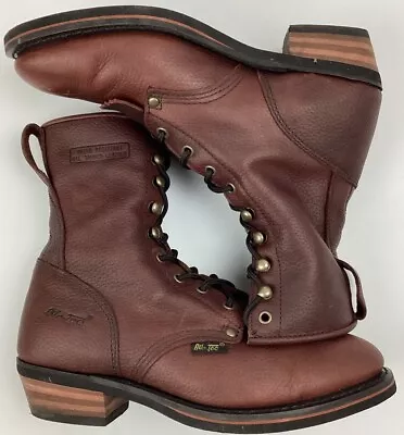 AdTec Chestnut Packer 9  Leather Plain Soft Toe Work Boots Size 9.5 M Brown • $70