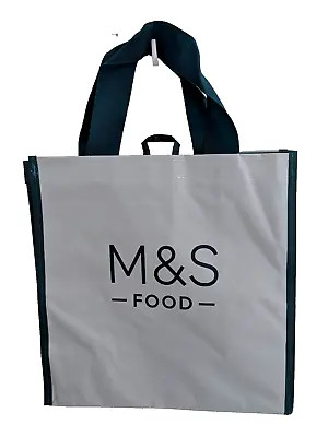 M&S Pastel Blue Shopping Bag Reusable Small Black Dual Handle Biomaster Treated • £7.87