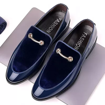 Men's Patent Faux Leather Tuxedo Dress Shoes Formal Shiny Wedding Prom Oxfords • £22.66