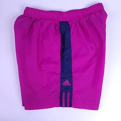 Vintage Adidas Shorts Mens Medium Nylon Magenta Purple Blue Training Soccer Y2K • $40
