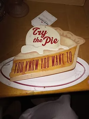 Red Shed 2 Pie Signs TRY THE PIE Metal Wall Sign Plaque New YOU KNOW YOU WANT TO • $55