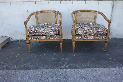 Pair Of Vintage French Provincial Fruitwood Club Fireside Chairs • $760