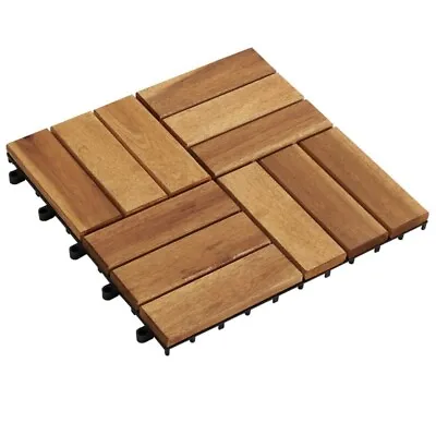 VidaXL X10 Pack-30x30cm Wooden Interlocking Deck Tiles | Patio/Balcony/Decking. • £29.99