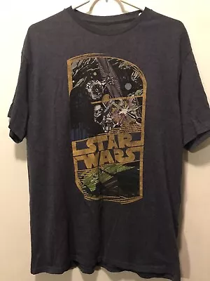 Official STAR WARS T-Shirt Men’s Blue Gray Tee Size Large Short Sleeve Retro EUC • $8.99