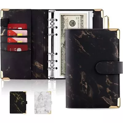 PU Leather 6 Ring Binder Marble Budget Binder Notebook Binder Marble Notebook • $23.65