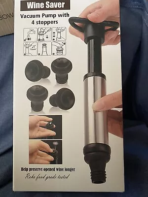 $9.99 • Buy Vacu Vin Vacuum Wine Saver Kit - Vacuum Pump With 4 Stoppers
