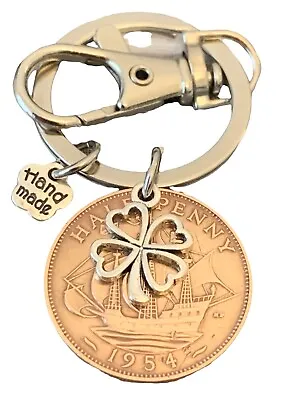 70th Birthday Gift For Him Or Her  1954 Polished Coin On Keyring In Gift Bag • £9.99
