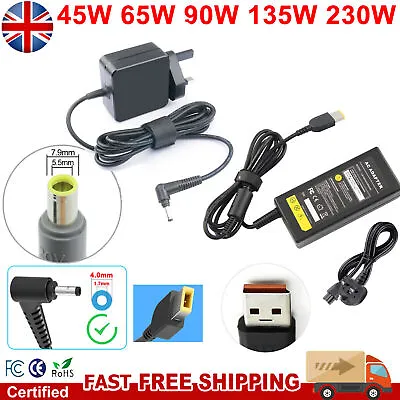 45W 65W 90W 135W 230W For Lenovo Laptop Charger Power Adapter Multiple Connector • £12.99