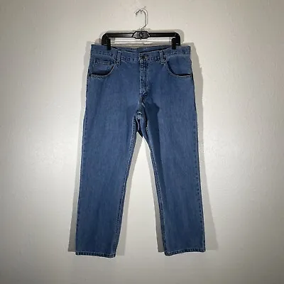 Vintage Arizona Jeans Mens Size 36 Blue Denim Distressed Pants Pockets 36x29 • $12.71