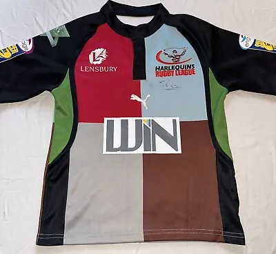 London Broncos Harlequins Rugby League 2009 Signed Home Shirt Kids Small • £20