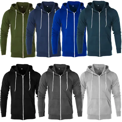 Mens Fleece Hoodie Jumper Zip Up Hooded Jogging Casual Top Hoodies S TO 6XL • £11.99