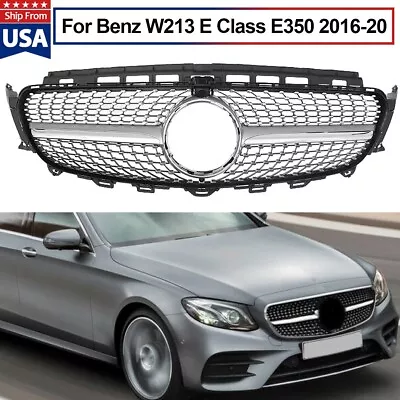 Front Bumper Diamond Grille Silver For Mercedes W213 E CLASS 2016-2020 E250 E300 • $85.98