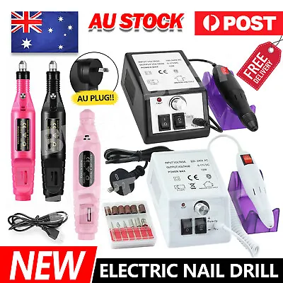 Electric Nail Drill Machine Kit Sanding File Bits Acrylic Pedicure Manicure Tool • $18.95