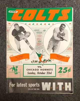 RARE Oct 23rd 1949 AAFC Baltimore Colts VS Chicago Hornets Football Program • $45